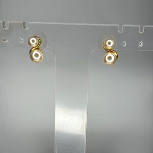 Gold and White Dome Earrings with Classic Style